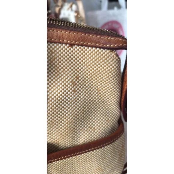 Dooney & Bourke Red Tweed Handbag with Leather Accents - Picture 4 of 10